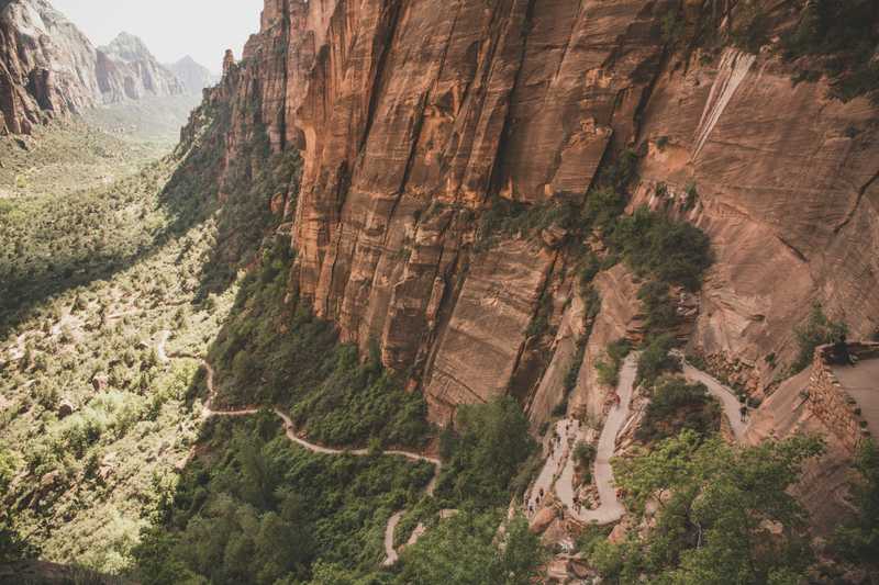 "Looking down on the trail at Angels Landing Zion Utah"