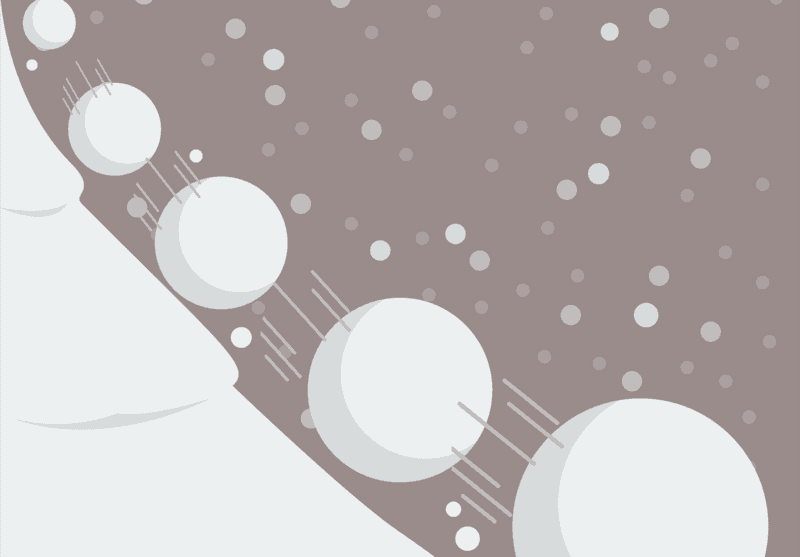 "snowball rolling down hill"